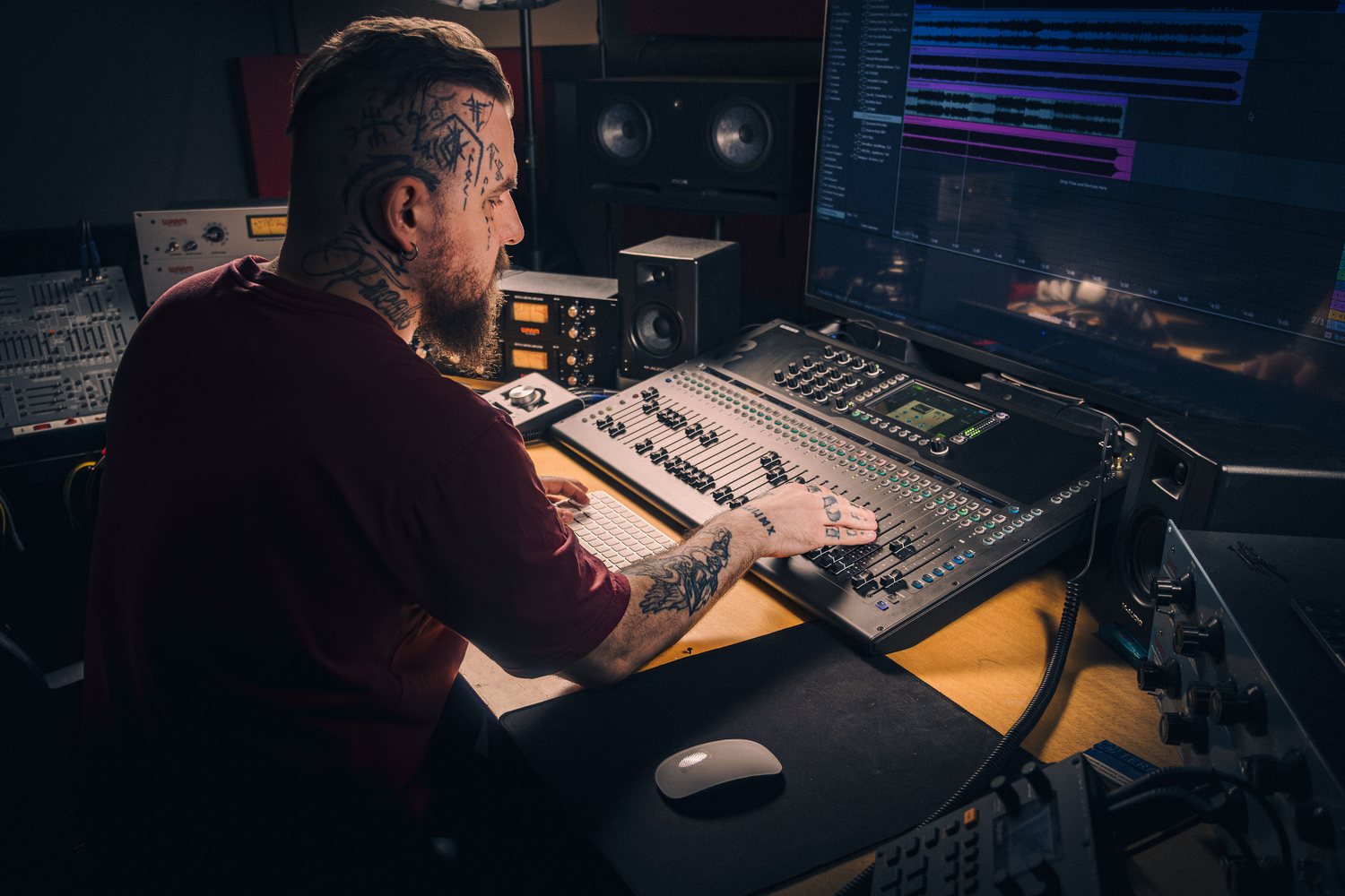 Mixing desk in Amygdala Studio